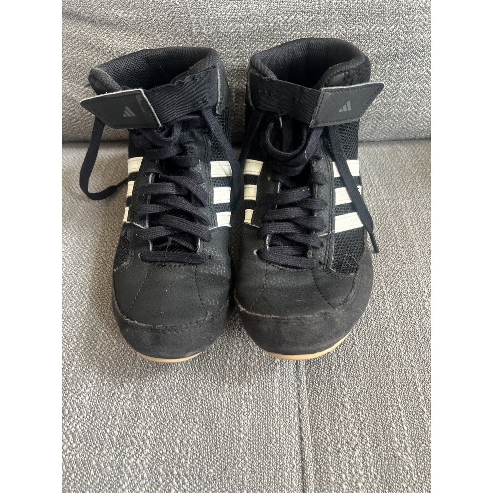 Adidas HVC 2 Youth Wrestling Shoes Size 3 AQ3325 Boxing MMA Hi Top Leather Mat